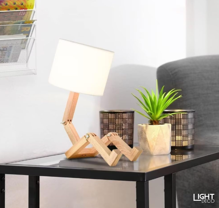 Lampe de Chevet Articulée en Bois Design - Déco Maison Moderne - Idéal Table de Chevet / Chambre